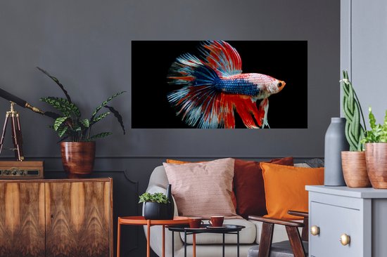 Stickers muraux - Film autocollant - Poisson - Animal marin - Staart - Blauw - 120x60 cm - Film adhésif - Stickers muraux Chambre d'enfant - Papier peint autocollant