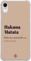 Casimoda® hoesje - Geschikt voor iPhone XR - Hakuna Matata - Shockproof case - Extra sterk - TPU/polycarbonaat - Bruin/beige, Transparant