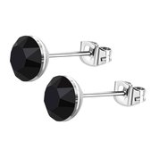 Aramat jewels - Kinder zweerknopjes zwart - kristal staal 4mm- Zilverkleurige Oorstekers met Zwart Kristal - 4mm - Dames, Pubers, en Heren - Hygiënisch Verzegeld-Cadeau-kleine oorbelletjes