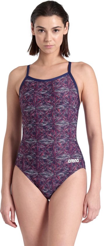 Arena W Abstract Tiles Swimsuit Lightdrop Navy-Red-White-Blue