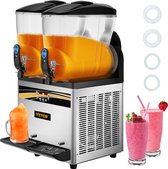 Frozen Drink Machine 2X15 L Commerciële Slush Machine 1000W Margarita Machine van Roestvrij Staal, PC en ABS met Efficiënt Koelen, 3 Zijden Effectief Warmteafvoer Perfect voor Ijskoude Drankjes