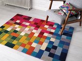 Flycarpets Lucea Modern Laagpolig - 100% Wol - Geblokt Vloerkleed - Multi - 120x170 cm