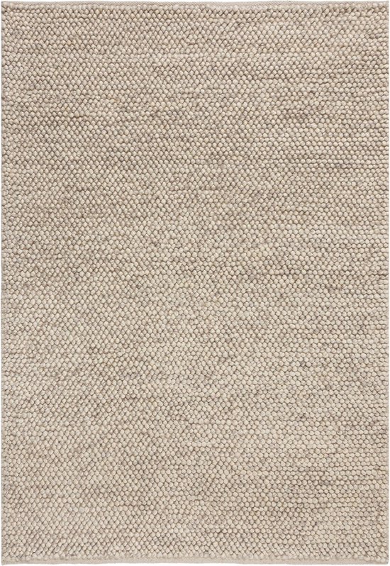 Flycarpets Minerals Uni Modern Poil Ras - Laine - Tapis Boule - Naturel / Beige - 160x230 cm