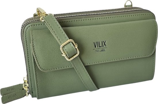 Vilix The Label - Sac Olivia - portefeuille et sac pour téléphone en un - végétalien - compact - Army Green