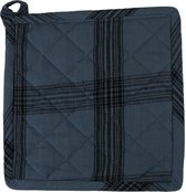 Linen & More - Pannenlap 'Black Check' (20cm x 20cm, Mirage Blue)