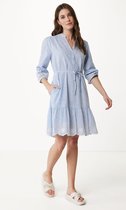 Embroidery Jurk With Gathering Details Dames - Light Faded Blauw - Maat XL