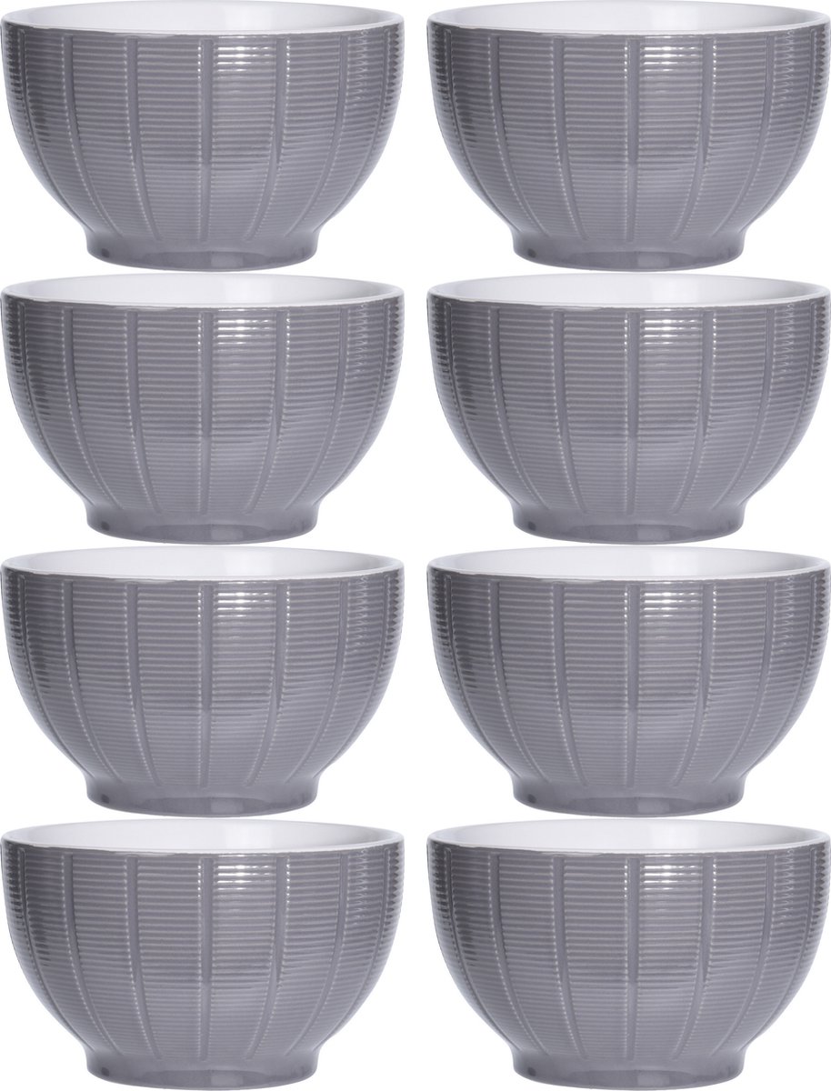 Excellent Houseware Soepkommen serveer schaaltjes 8x Venice- keramiek D14 x H8 cm steengrijs