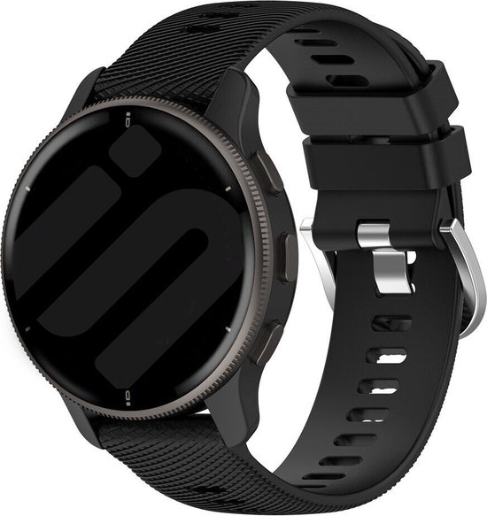 Bracelet en silicone Strap-it Smartwatch - adapté pour Garmin Vivoactive 4 (45 mm) / Venu 2 / Venu 3 / Forerunner 255 / Forerunner 265 - noir