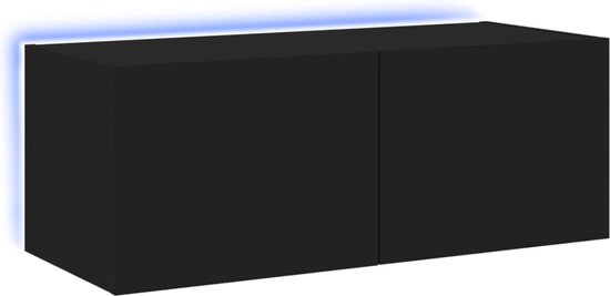 vidaXL - Tv-wandmeubel - met - LED-verlichting - 80x35x31 - cm - zwart
