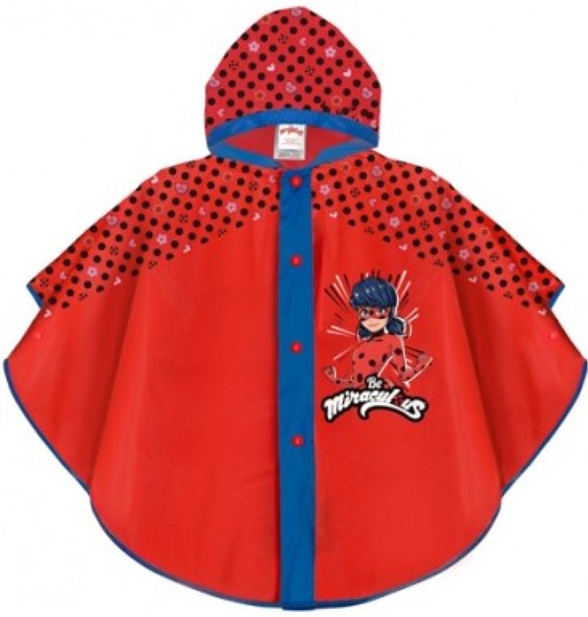 Rode kinder poncho van Ladybug Miraculous