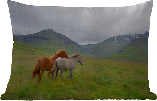 Buitenkussens - Tuin - Paarden in heuvelgebied - 50x30 cm
