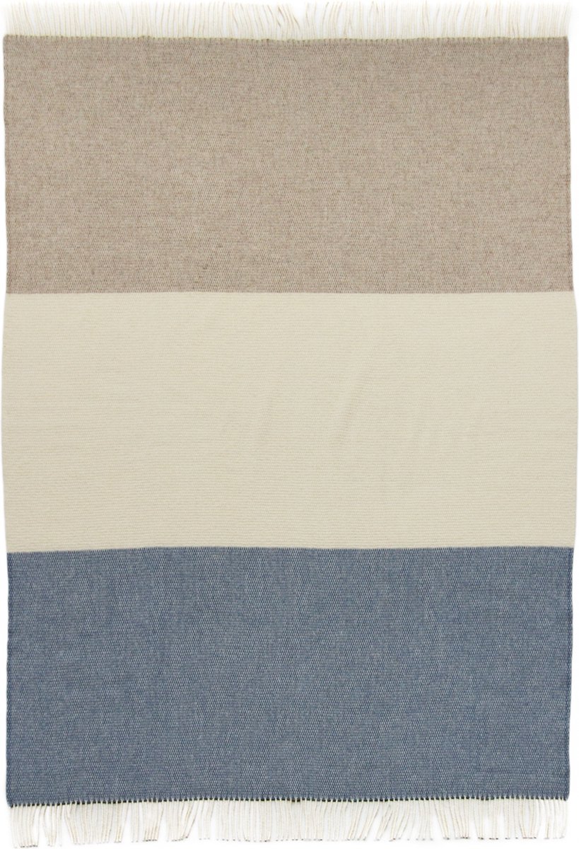 Most Plaid Sky Stripe - 130 x 170 cm - 100% Nieuw-Zeelandse schapenwol blauw-beige-ecru