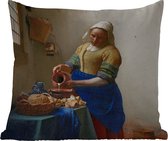 Buitenkussens - Tuin - Het melkmeisje - Schilderij van Johannes Vermeer - 50x50 cm