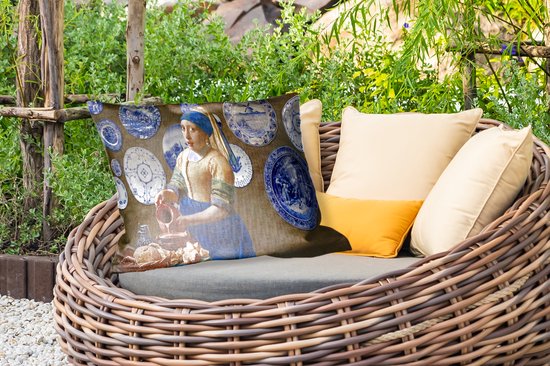 Coussins d'extérieur - Melkmeisje - Fille à la boucle d'oreille en perle - Vermeer - 60x40 cm - Résistant aux intempéries