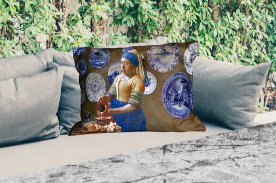Coussins d'extérieur - Melkmeisje - Fille à la boucle d'oreille en perle - Vermeer - 60x40 cm - Résistant aux intempéries