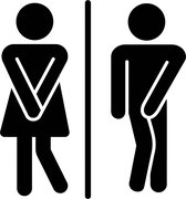 4x WC Toilet Stickers | Universal logo voor dames en heren | man vrouw 10x10cm groot
