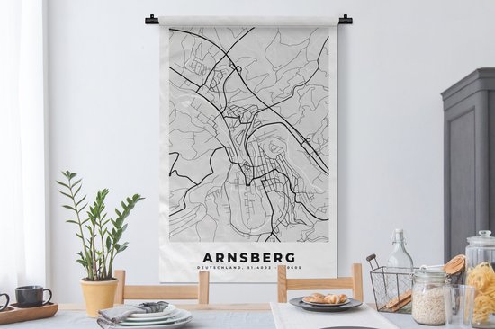 Tapisserie - Tapisserie - Arnsberg - Carte - Plan de la ville - Allemagne - Carte - 90x135 cm - Tapisserie