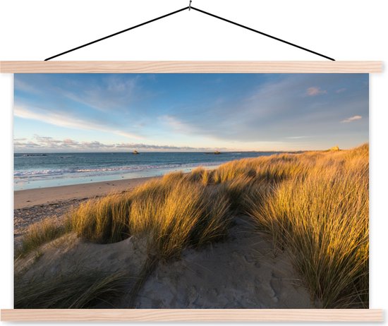 Porte-affiche avec affiche - Affiche scolaire - Dune - Plage - Mer - 150x100 cm - Lattes vierges