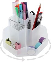 Porte-stylo rotatif, organisateur de bureau, 9 compartiments, grande capacité améliorée, rotatif à 360°, peut contenir des crayons, des crayons de couleur, divers articles de papeterie, transparent