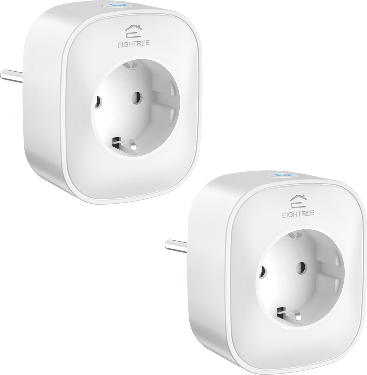 EIGHTREE - ET22-2 - Smart Plug - Wifi - 2-delige set - Slimme Stekker - App Bediening - Verbruiksmeter - Energiemeter -Spraakbediening met Alexa & Google Home