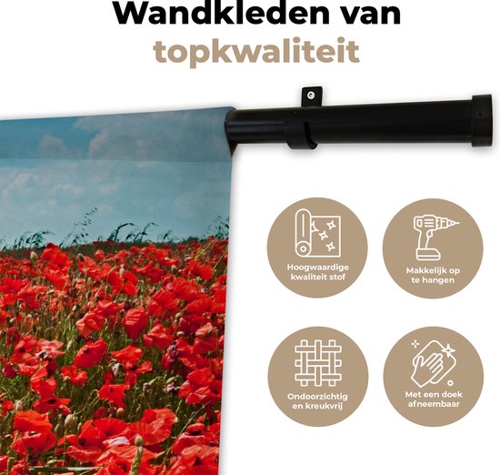 Tapisserie - Tapisserie - Une prairie pleine de coquelicots - 90x90 cm - Tapisserie