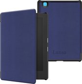 Lunso Geschikt voor Kobo Aura H20 Edition 2 hoes (6.8 inch) - sleepcover - Donkerblauw