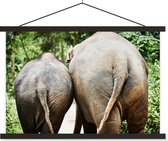 Posterhanger incl. Poster 150x100 cm - Schoolplaat - Olifant - Dieren - Grijs - Natuur - Textielposter - Zwarte latten