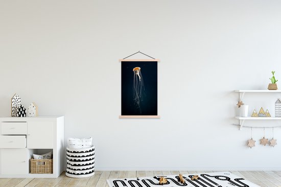 Méduse sur fond sombre affiche textielposter lattes vierges 60x90 cm - Tirage photo sur plaque scolaire (décoration murale salon / chambre)