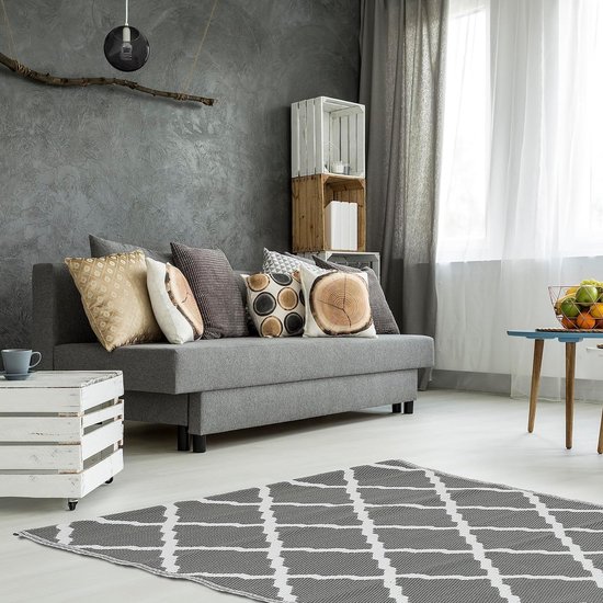 Tapis Plein air Santo en 100 % polypropylène, tapis gris à motif, tapis facile d'entretien pour l'intérieur et l'extérieur, environ 200 x 150 cm