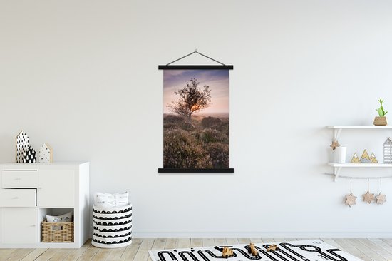 Affiche textielposter Heather at sunrise lamelles noires 120x180 cm - Tirage photo sur plaque scolaire (décoration murale salon / chambre) XXL / Groot format!