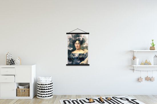 Posterhanger incl. Poster 60x90 cm - Schoolplaat - Johanna Henriette Engelen - Dubois Drahonet - Krant - Textielposter - Zwarte latten