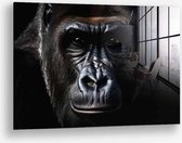 Wallfield™ - Le Gorilla | Peinture sur verre | Verre trempé | 60 x 90 cm | Système de suspension magnétique