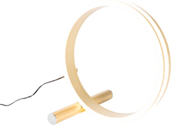 QAZQA navara - Design Dimbare LED Tafellamp met Dimmer - 1 lichts - Ø 29 cm - Goud/messing - Woonkamer | Slaapkamer | Keuken
