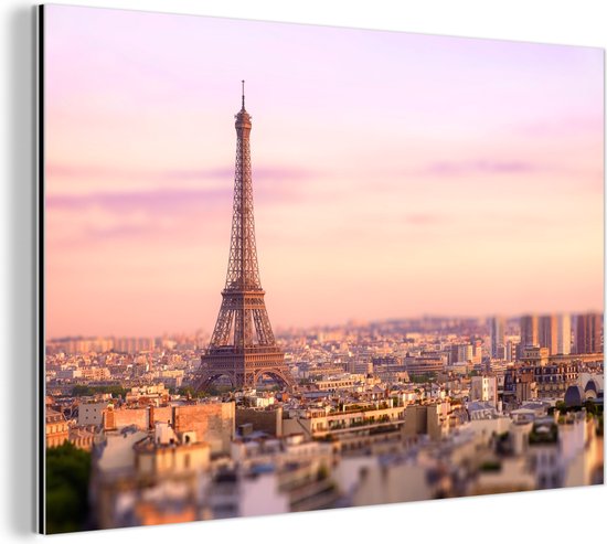 Wanddecoratie Metaal - Aluminium Schilderij - Parijs - Eiffeltoren - Lucht