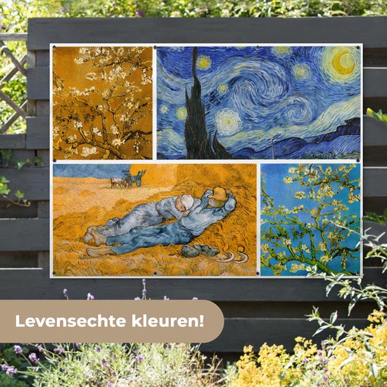 Décoration murale extérieur Van Gogh - Collage - Art - 160x120 cm - Toile jardin - Affiche extérieure
