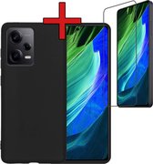 Hoesje Geschikt voor Xiaomi Redmi Note 12 Pro Hoesje Siliconen Case Hoes Met Screenprotector - Hoes Geschikt voor Xiaomi Redmi Note 12 Pro Hoes Cover Case - Zwart