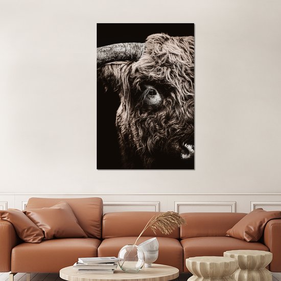 Décoration murale Métal - Peinture Aluminium Industrielle - Highlander écossais - Vache - Taureau - 100x150 cm - Dibond - Photo sur aluminium - Décoration murale industrielle - Pour le salon / chambre
