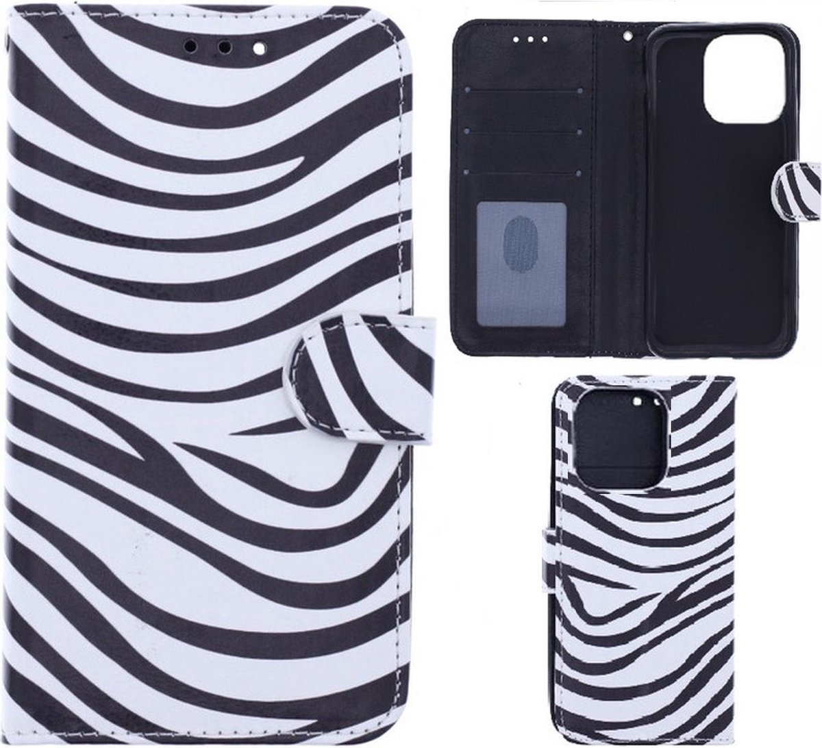 Portemonnee Book Case Hoesje Geschikt voor: Apple iPhone 13 Pro Max - Zebra Print