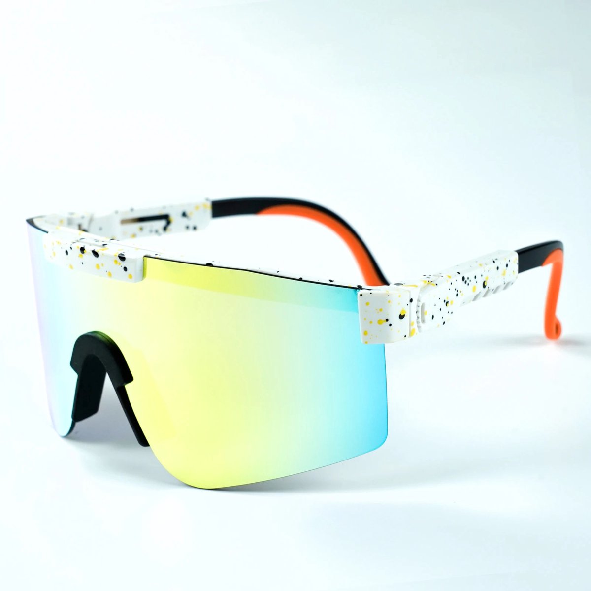 Flamengo® Sport Zonnebril - Viper Glasses - Fietsbril - Wielrenbril - Hardloopbril - Festival Rave Space Bril - TR90 Frame + TAC Lens - Wintersport Ski - UV400 Gepolariseerd - Wit Groen