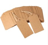 Labels Bruin - 9 x 4.5 cm. - 100 stuks - stevig karton - met voorgestanst gaatje - prijslabels - cadeaulabels - winkels