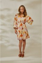 Peppercorn Tracy 3/4 Sleeve Short Dress Sandshell Print