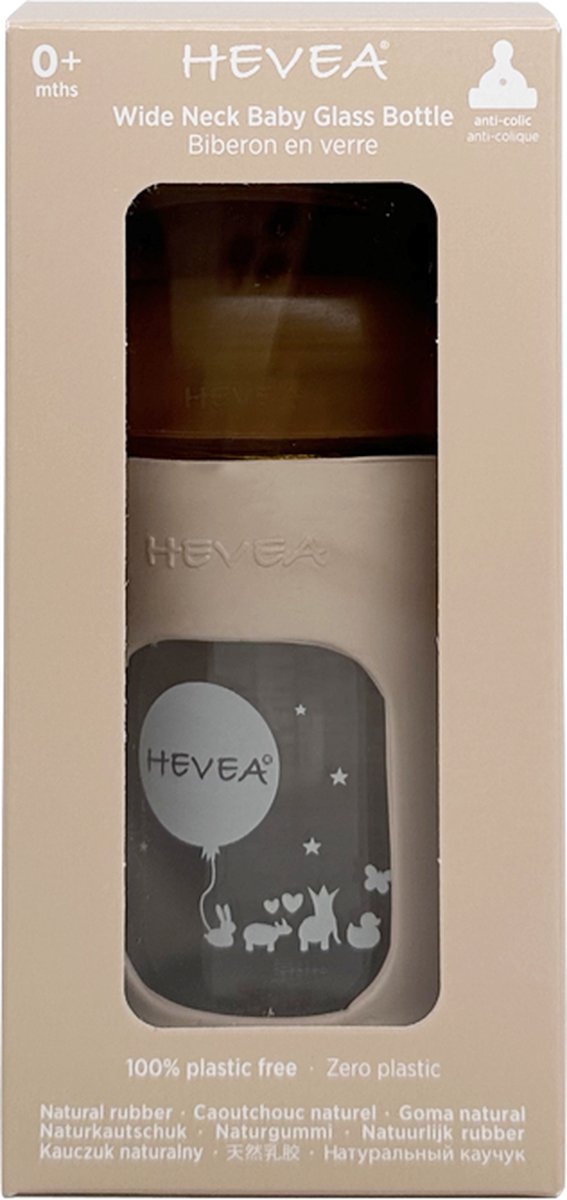 HEVEA - Glazen Fles - Brede Hals - 150ml - Met Sleeve - Sand van Merkloos — afbeelding 3
