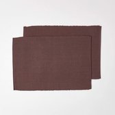 Placemat, bruin, set van 2 placemats 30 x 45 cm, placemat van 100% katoen, geribbeld, hoekig, wasbaar