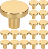 Set van 20 gouden kastknoppen, diameter 25 mm, ronde kastgrepen, gouden vintage meubelknoppen voor kledingkast, ladekast