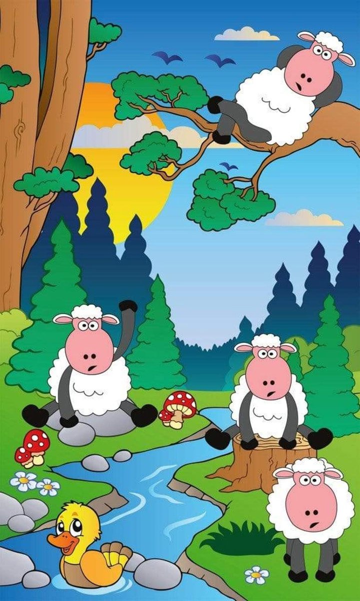 Fotobehang - Sheep in Forest 150x250cm - Vliesbehang