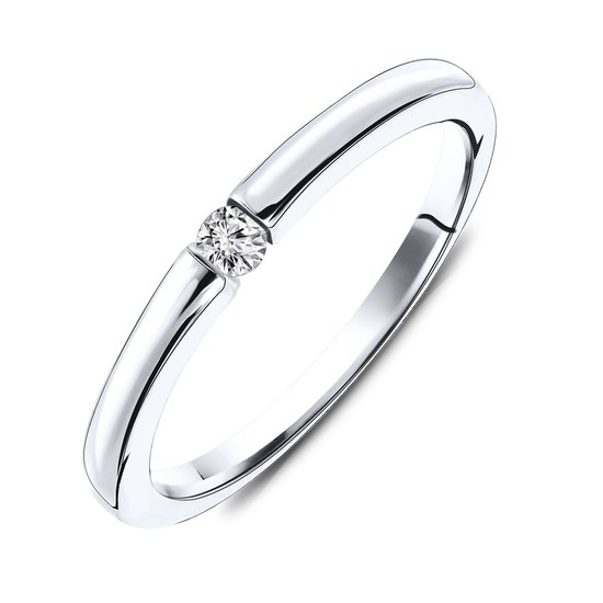 14 Karaat witgouden Ring met Diamant - Ringen Dames - sieraden - Miore