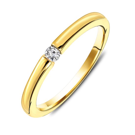 14 Karaat Gouden Ring met Diamant - Ringen Dames - sieraden - Miore