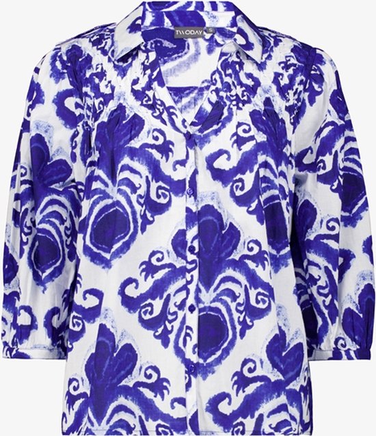 TwoDay dames blouse met driekwart mouwen - Blauw - Maat L