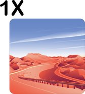 BWK Luxe Placemat - Weg Door de Woestijn - Getekend - Set van 1 Placemats - 50x50 cm - 2 mm dik Vinyl - Anti Slip - Afneembaar