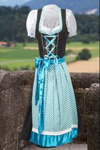 Benelux Wears - Drindl - Boeren Tirol - Sky Blue Fancy - Oktoberfest - Maat XS - Licht Blauw